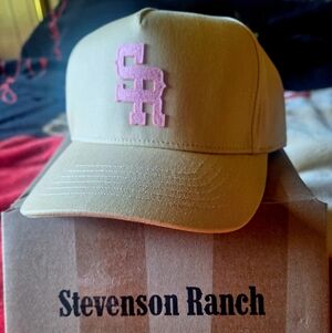Yellow Baseball Cap with Pink Raised Logo